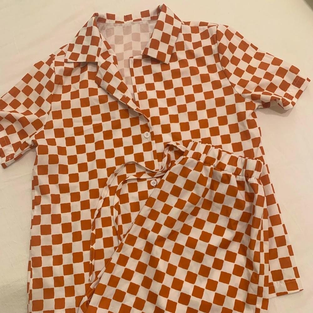 Checker Print Blouse & Shorts 🏁